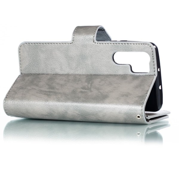 Crazy Horse Huawei P30 Pro læder flip etui - Grå Silver grey