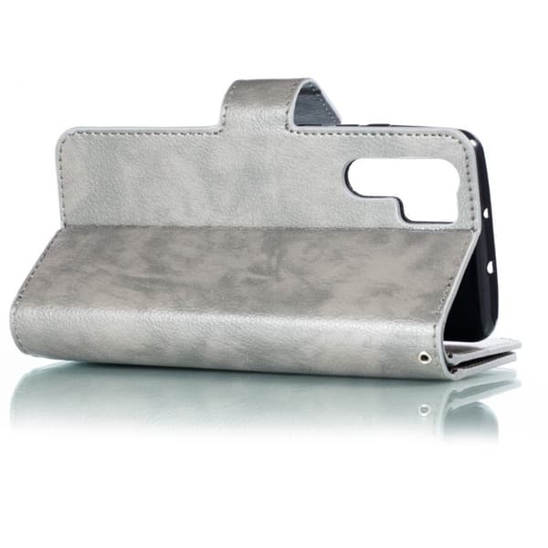 Crazy Horse Huawei P30 Pro Skinnetui Med Deksel - Grå Silver grey