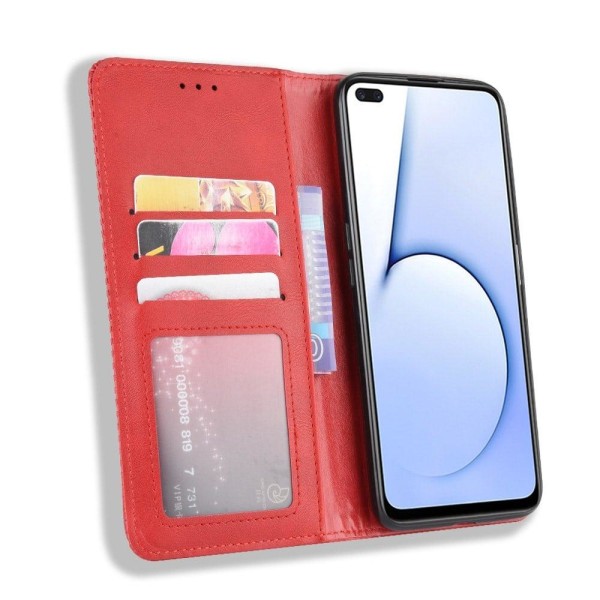 Bofink Vintage Realme X50 5G Nahkakotelo - Punainen Red