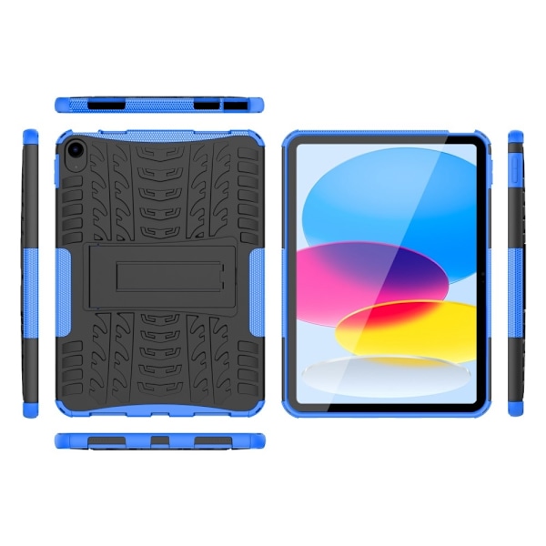 Däckmönstrat kickstand-fodral för iPad 10.9 (2022) - Blå Blå