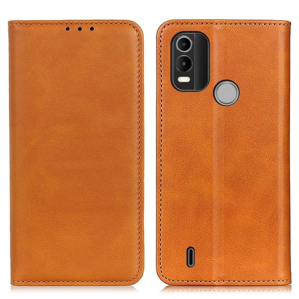 Nokia C21 Plus lompakkokotelo, aitoa nahkaa - Ruskea Brown