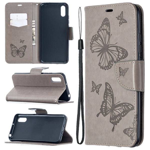 Butterfly Xiaomi Redmi 9A Flippetui - Grå Silver grey