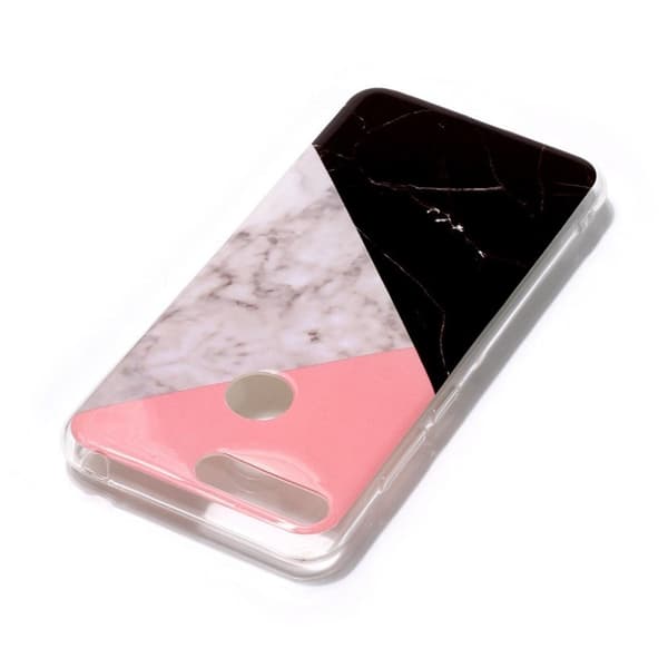 Marmormotiv Huawei Honor 7A skal - Rosa / Grå / Svart multifärg
