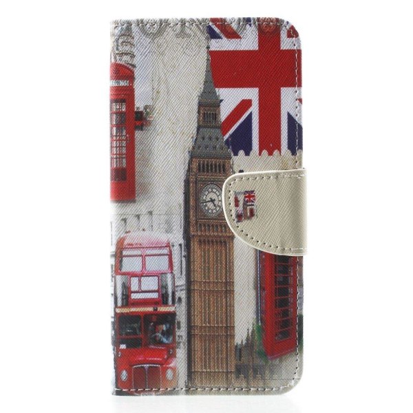 iPhone Xs Max Ristisynteetti Nahaka Pintainen Lompakko Kotelo Kuvioilla - Big Ben Ja UK Lippu Multicolor