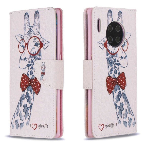 Wonderland Huawei Mate 30 Pro flip etui - giraf med briller Pink