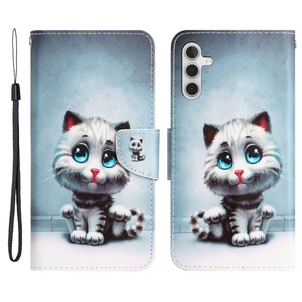 Wonderland Samsung Galaxy A34 5G Flippetui - Blåe Øyne Katt Blue
