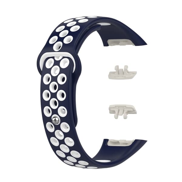 Huawei Band 6 / Honor Band 6 klockarmband i silikon med dubbla färger - Midnattsblå / Vit Blå