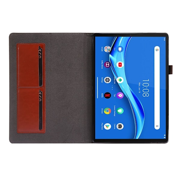 Foldbart etui med Lichi-tekstur til Lenovo Tab M10 - Brun Brown