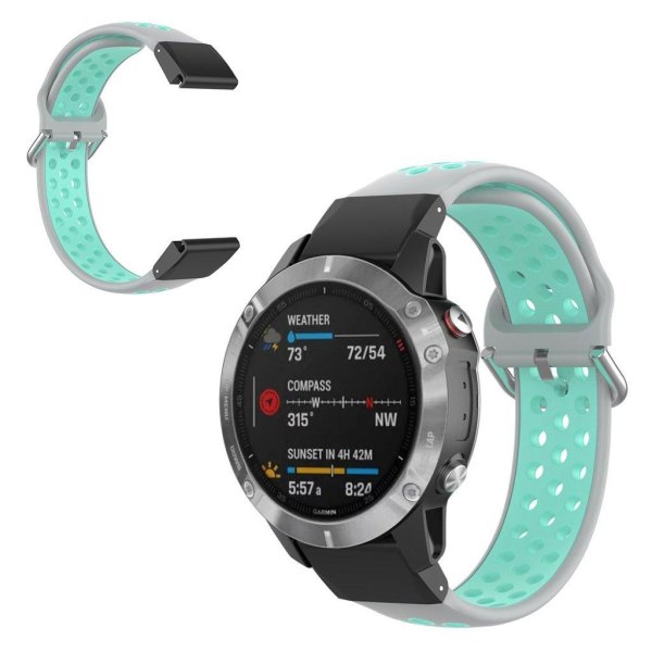 Bifarvet urrem til Garmin Fenix-ur - Grå / Cyan Silver grey