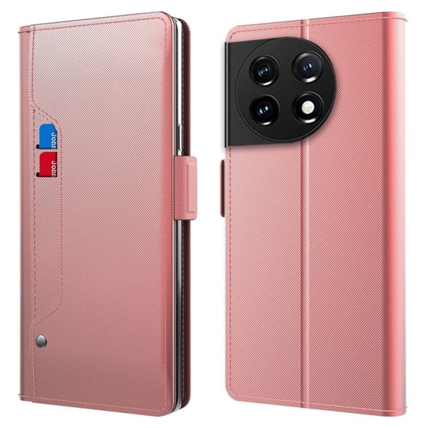 Phone Suojakotelo With Make-up Mirror And Slick Design For OnePlus 11 - Ruusukulta Pink