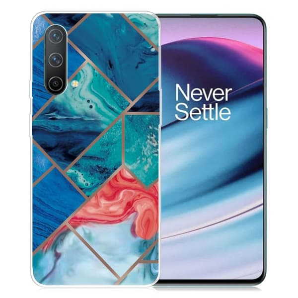 Marmordesign OnePlus Nord CE 5G deksel - Blå Og Oransje Marmor Multicolor