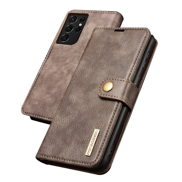 DG.MING Samsung Galaxy S21 Ultra 2-in-1 lompakkokotelo - Harmaa Silver grey