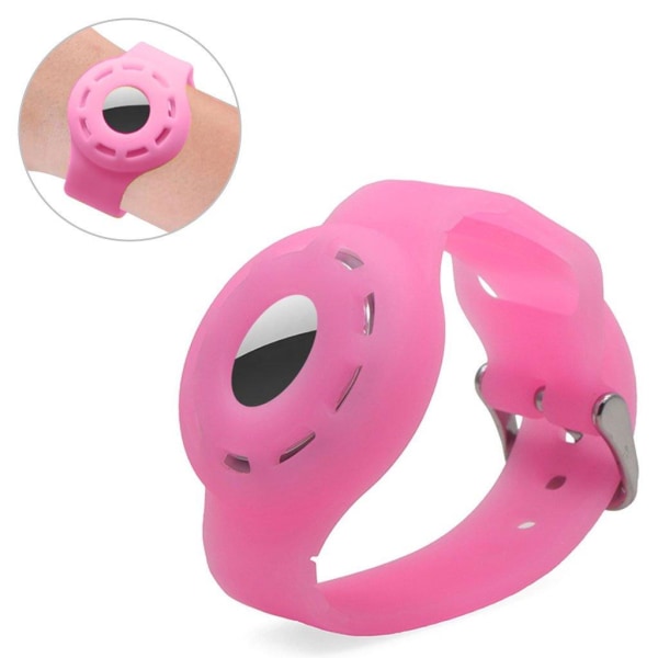AirTags simple silicone wrist strap - Luminous Pink Pink