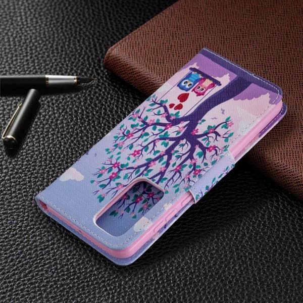 Wonderland Huawei P40 flip etui - Tree og Par Owls Purple