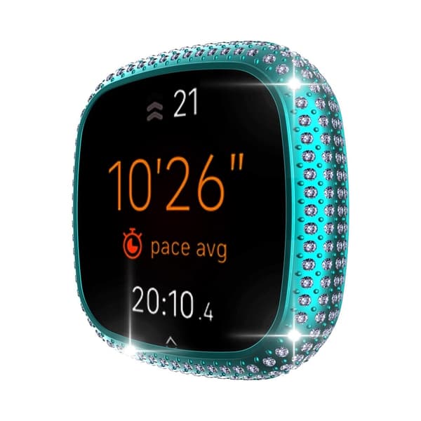Fitbit Sense / Versa 3 moderigtigt rhinestone dekorationscover - Cyan Green