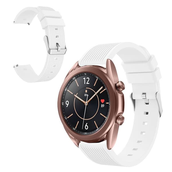 Samsung Galaxy Watch 3 (41mm) pinstriped silikon klockarmband - vit Vit