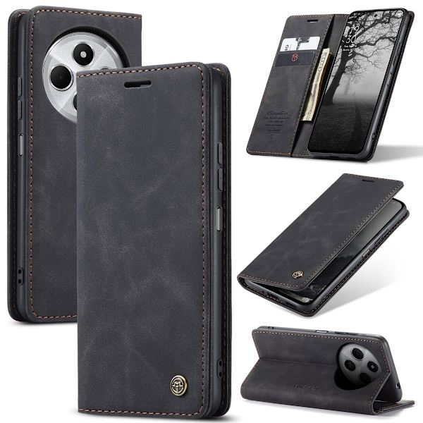 CaseMe Xiaomi Redmi 14C vintage etui - Sort Black