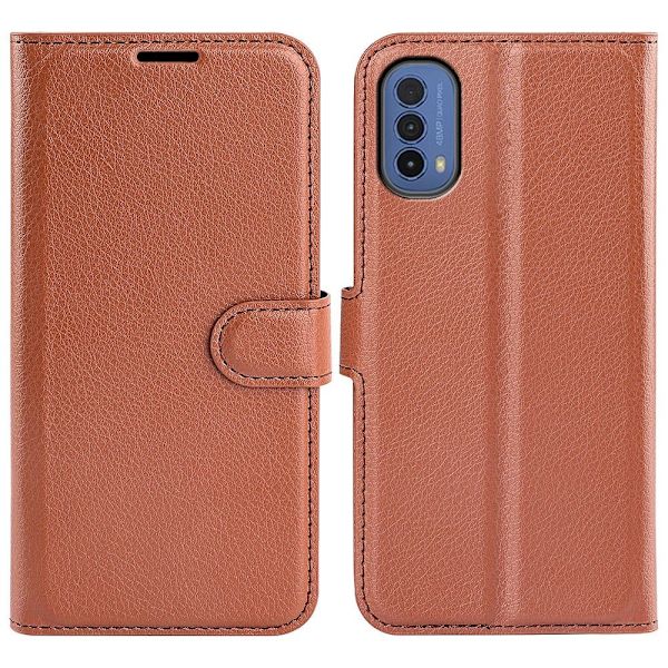 Classic Motorola Moto E30 / E40 Flip Etui - Brun Brown