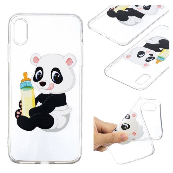 iPhone Xs Max soft case med mønsterprint - Cute Panda Multicolor