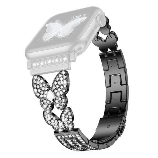 Apple Watch Series 8 (45mm) / Watch Ultra butterfly rhinestone d Svart