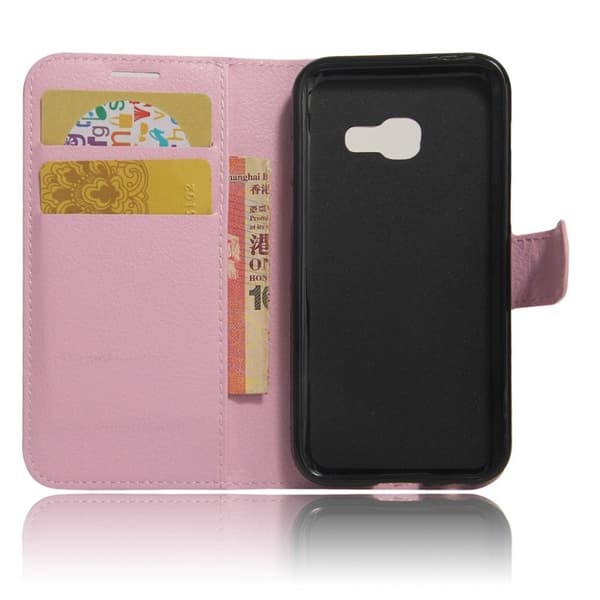 Samsung Galaxy A3 (2017) etui av lær m. Litchi tekstur - Pink