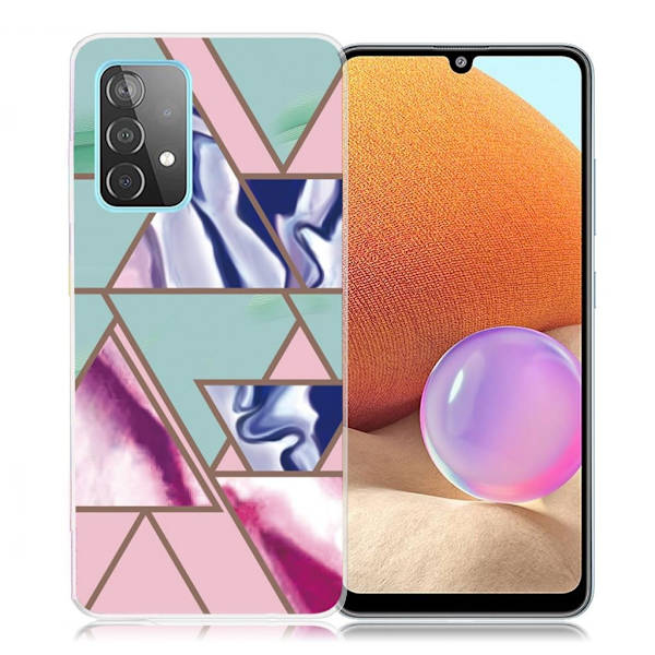 Marble Samsung Galaxy A32 Etui - Trekant Blitz Mønster Multicolor