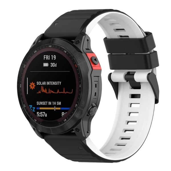 Garmin Fenix 7 klockarmband i silikon med dubbla färger - Svart / Vit Svart