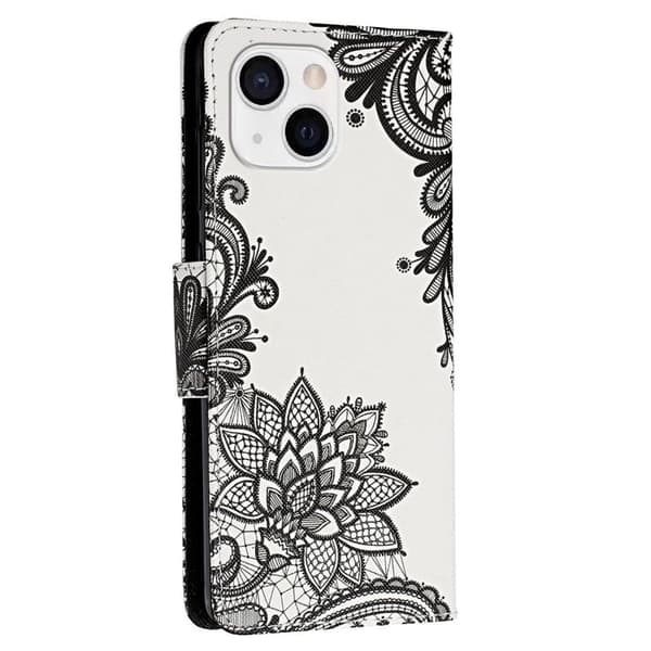 Wonderland iPhone 14 Plus Läppäkotelo - Lace Flower Black