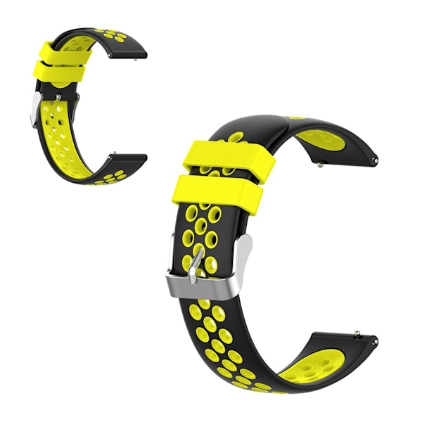 22mm Universal dual color + loop silikone urrem - Sort / Gul Yellow
