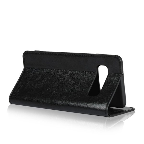 Crazy Horse Samsung Galaxy S10 ægte læder etui - Sort Black