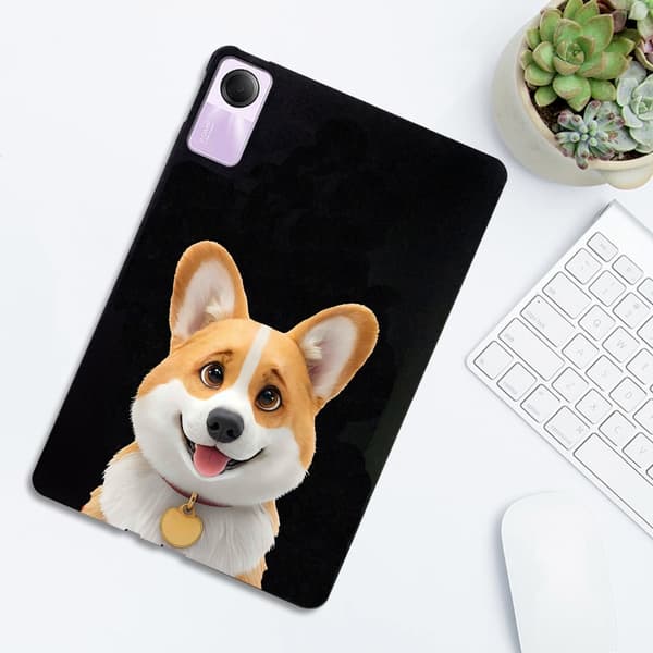 Xiaomi Redmi Pad SE Fodral Mönster Tryck Slim Flexibel Tablet Skyddsfodral - Corgi Brun