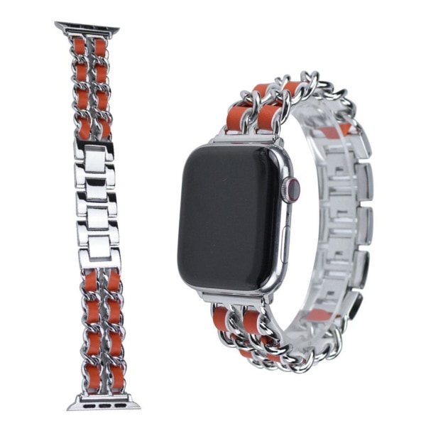 Apple Watch Series 5 44 mm elegant mønstret urrem - Orange Orange