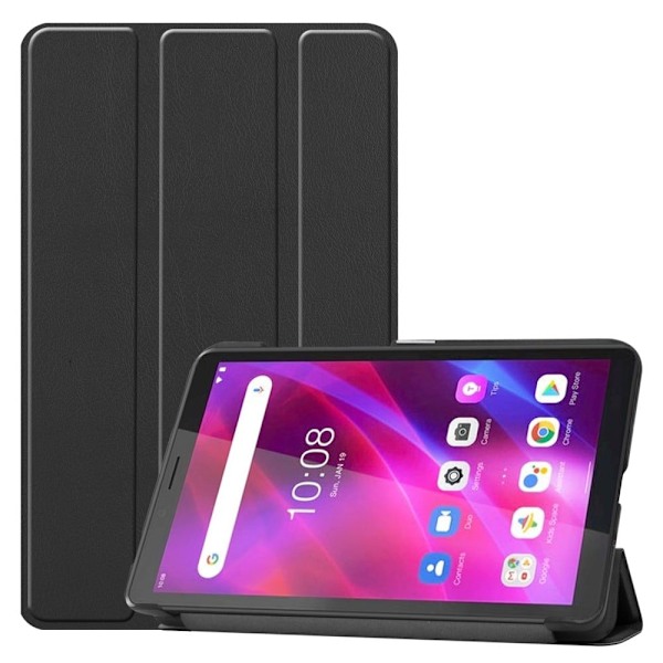 Tri-fold Leather stander etui til Lenovo Tab M7 (3. generation) - Sort Black