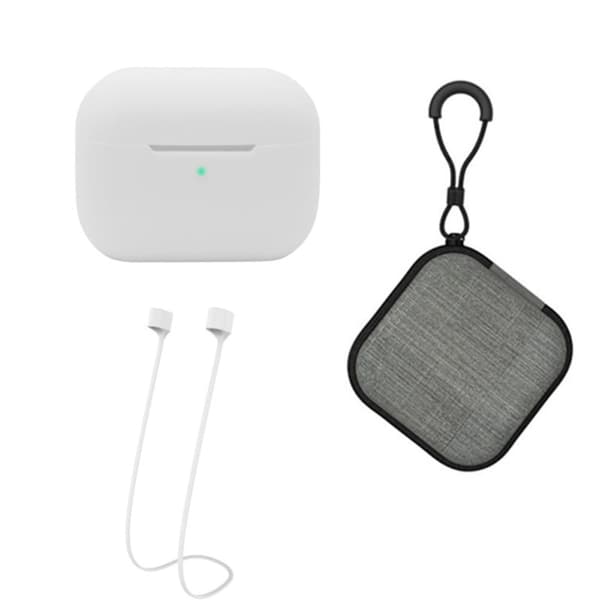 AirPods Pro 2 silikoneetui med rem og opbevaringsboks - Hvid White