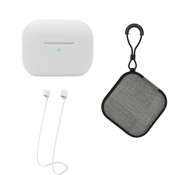 AirPods Pro 2 silikonikotelo hihnalla ja säilytyslaatikolla - Valkoinen White