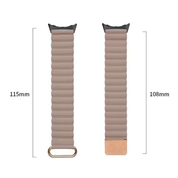 Google Pixel Watch urrem i ægte læder med magnetisk spænde - Khaki Brown
