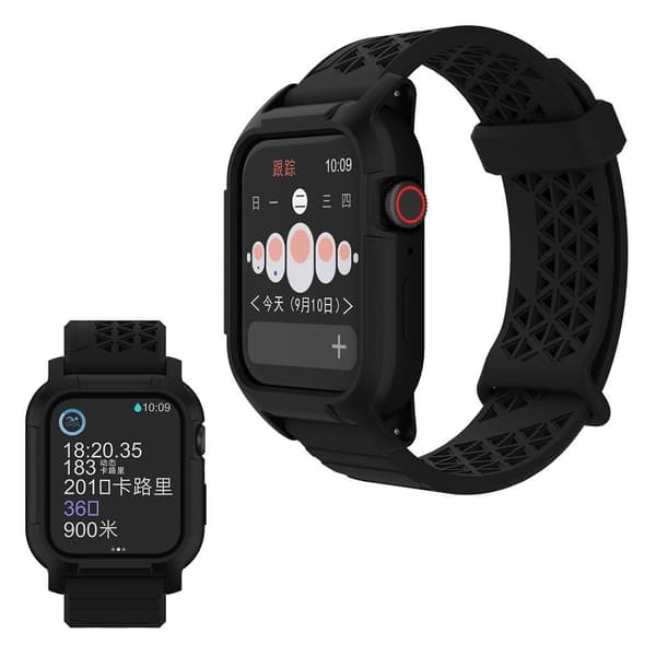 Apple Watch Series 5 44 mm holdbar silikoneurrem - Sort Black