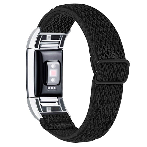 Fitbit Charge 2 elastiskt klockarmband i nylon - Svart Svart