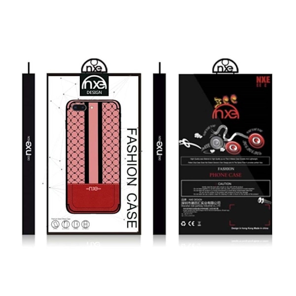 XNE iPhone 7 Plus / 8 Plus TPU etui med præget firkantet mønster - Rød Red