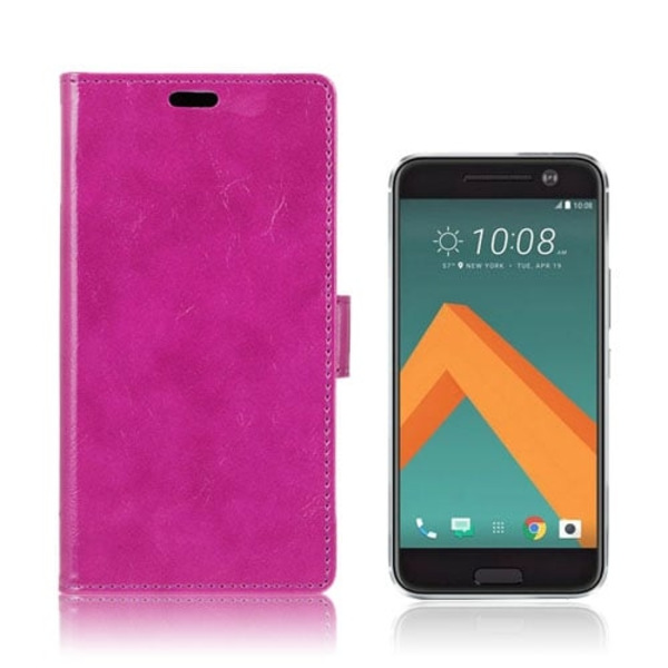 Amdrup læder-etui med crazy horse tekstur til HTC 10 - Lilla Pink