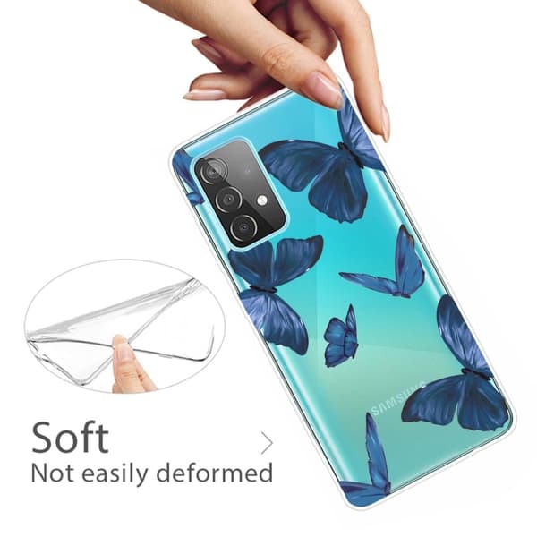 Butterfly läder Samsung Galaxy A73 fodral - Blå Blå
