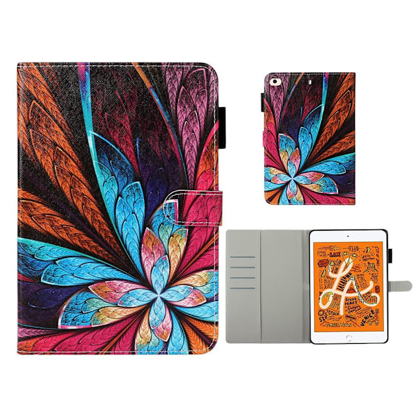 iPad Mini (2019) mönstrat flipfodral i läder - Färgglad Blomma multifärg