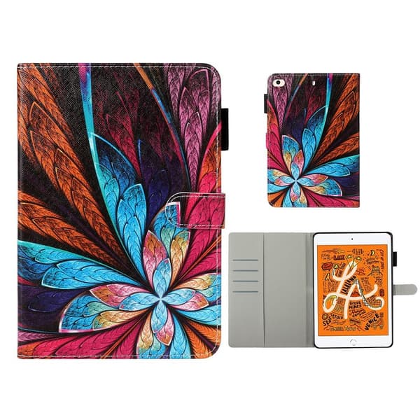 iPad Mini (2019) mønstret flip-etui i skinn - Fargerik Blomst Multicolor