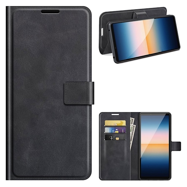 Wallet-style Læder Etui til Sony Xperia 10 Iii - Sort Black