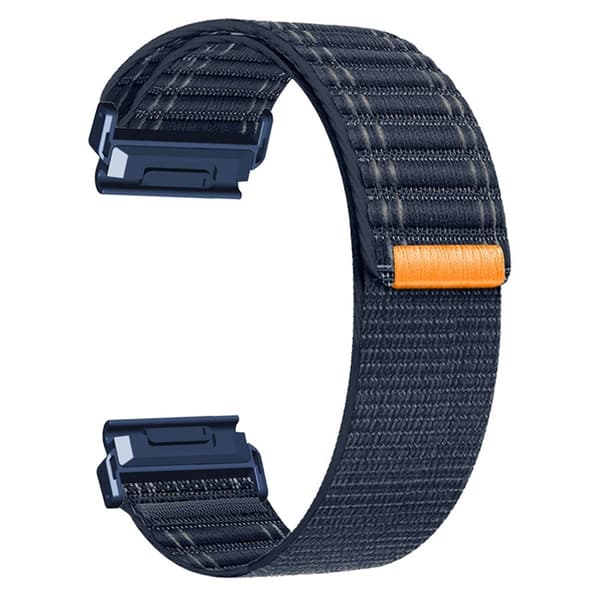 22mm Klockarmband Garmin Fenix 8 (47mm) / 7 / 6 / 5 Armband Titanium Nylon Loop Handledsrem - Mörkblå / Blå Blå