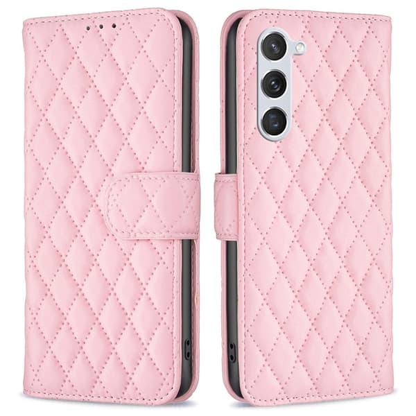 Rombemønster, matt flip-deksel for Samsung Galaxy S23 - Rosa Pink