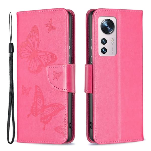 Sommerfugl Xiaomi 12 / 12x Flip Etui - Rose Pink