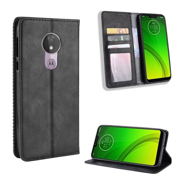 Motorola Moto G7 Power vintage læder etui - Sort Black