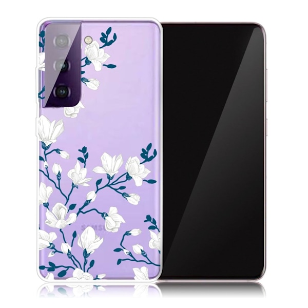 Deco Samsung Galaxy S21 Etui - Hvit Blomst White