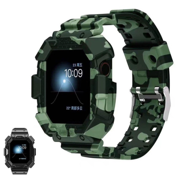 Apple Watch 40mm integrated silicone watch strap - Green Camoufl Green